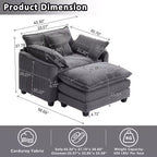 EHMKNP Poltrona Divano Cloud Comoda 101 cm L - Set Sedia Oversize e Pouf in Velluto a Coste, Rivestimento Felpato e Seduta Extra Profonda per Soggiorni di Piccoli Appartamenti