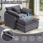 EHMKNP Poltrona Divano Cloud Comoda 101 cm L - Set Sedia Oversize e Pouf in Velluto a Coste, Rivestimento Felpato e Seduta Extra Profonda per Soggiorni di Piccoli Appartamenti