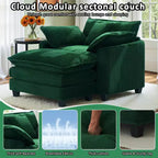 EHMKNP Poltrona Divano Cloud Comoda 101 cm L - Set Sedia Oversize e Pouf in Velluto a Coste, Rivestimento Felpato e Seduta Extra Profonda per Soggiorni di Piccoli Appartamenti