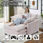 EHMKNP Poltrona Divano Cloud Comoda 101 cm L - Set Sedia Oversize e Pouf in Velluto a Coste, Rivestimento Felpato e Seduta Extra Profonda per Soggiorni di Piccoli Appartamenti