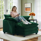 EHMKNP Poltrona Divano Cloud Comoda 101 cm L - Set Sedia Oversize e Pouf in Velluto a Coste, Rivestimento Felpato e Seduta Extra Profonda per Soggiorni di Piccoli Appartamenti
