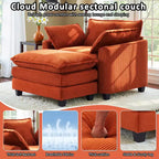 EHMKNP Poltrona Divano Cloud Comoda 101 cm L - Set Sedia Oversize e Pouf in Velluto a Coste, Rivestimento Felpato e Seduta Extra Profonda per Soggiorni di Piccoli Appartamenti
