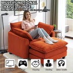 EHMKNP Poltrona Divano Cloud Comoda 101 cm L - Set Sedia Oversize e Pouf in Velluto a Coste, Rivestimento Felpato e Seduta Extra Profonda per Soggiorni di Piccoli Appartamenti