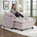 EHMKNP Poltrona Divano Cloud Comoda 101 cm L - Set Sedia Oversize e Pouf in Velluto a Coste, Rivestimento Felpato e Seduta Extra Profonda per Soggiorni di Piccoli Appartamenti
