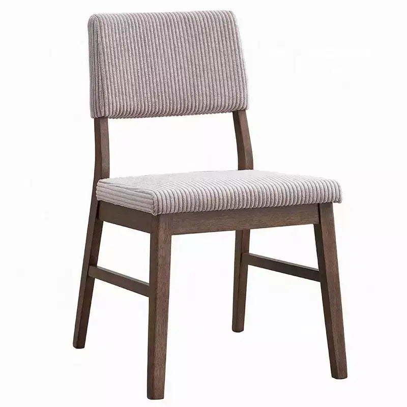 Royal Hampton Dining Side Chair Set of 2, Beige Corduroy Cushion, Walnut Brown
