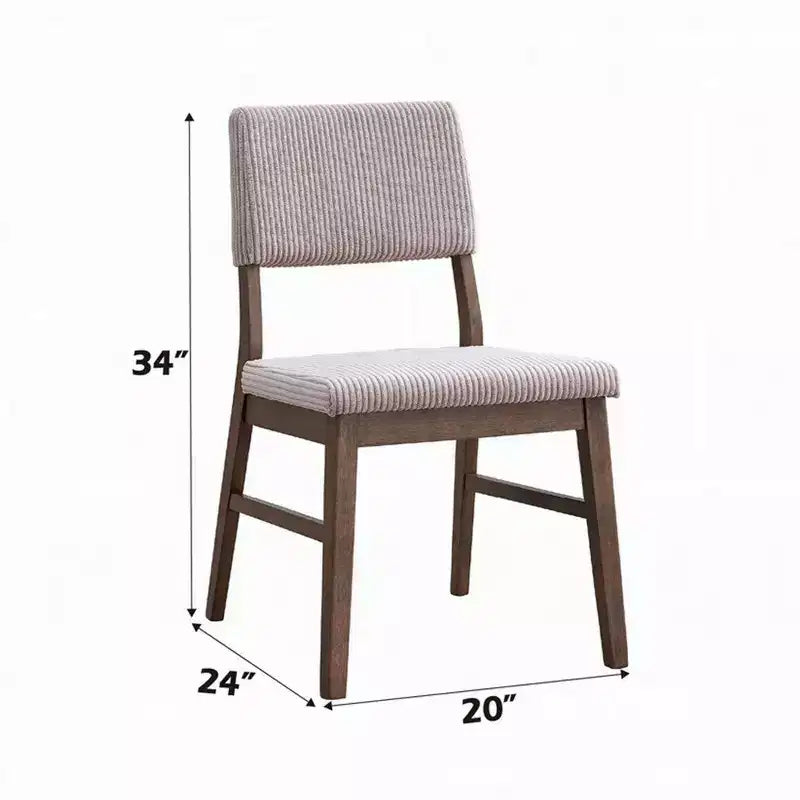 Sedia da pranzo Royal Hampton, set da 2, cuscino in velluto a coste beige, noce marrone