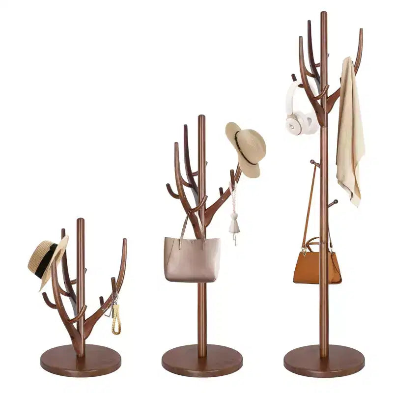 Bekrvio Appendiabiti da terra in legno massello con 12 ganci e base rotonda robusta, albero da ingresso resistente per cappotti, cappelli e borse, supporto per riporre oggetti all'ingresso