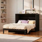 Luxystar Full Size Murphy Bed with Large Storage Drawers, Space Saving Wall Bed Cabine for Guest Room and Apartments, Espressoo