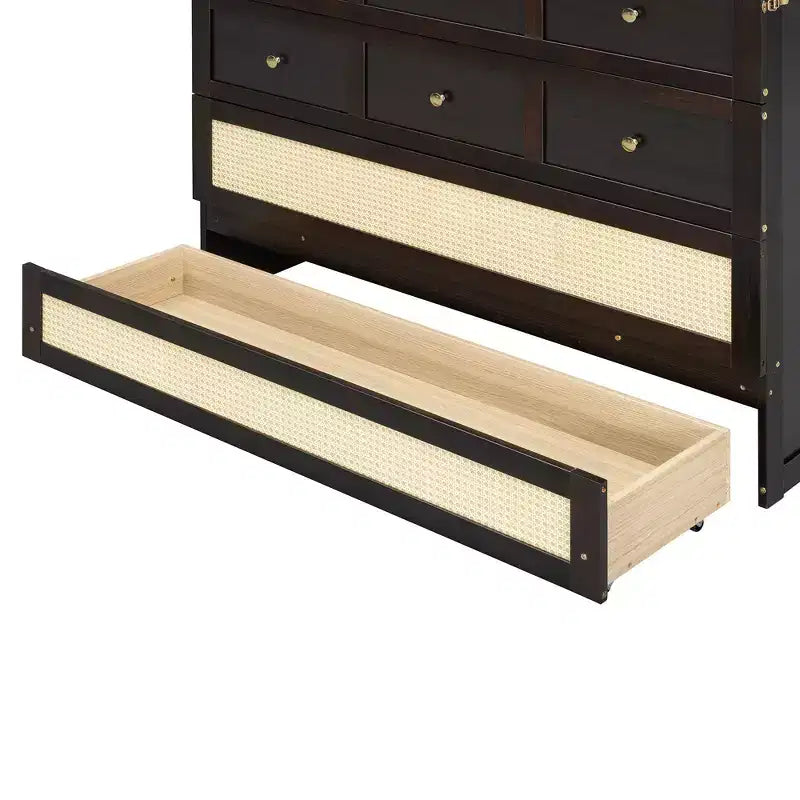 Luxystar Letto a Scomparsa Matrimoniale con Grandi Cassetti Contenitori, Letto a Parete Salvaspazio per Camera degli Ospiti e Appartamenti, Espresso