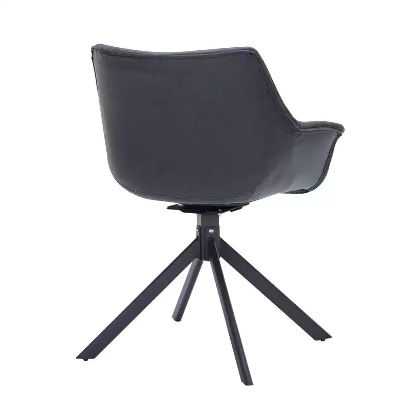 LeisureMod Markley Sedia da pranzo in pelle con braccioli girevoli a 360 gradi e gambe in ferro verniciato a polvere, set da 4
