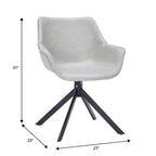 LeisureMod Markley Sedia da pranzo in pelle con braccioli girevoli a 360 gradi e gambe in ferro verniciato a polvere, set da 4