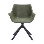 LeisureMod Markley Sedia da pranzo in pelle con braccioli girevoli a 360 gradi e gambe in ferro verniciato a polvere, set da 4