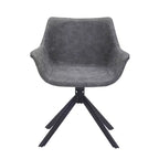 LeisureMod Markley Sedia da pranzo in pelle con braccioli girevoli a 360 gradi e gambe in ferro verniciato a polvere, set da 4