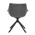 LeisureMod Markley Sedia da pranzo in pelle con braccioli girevoli a 360 gradi e gambe in ferro verniciato a polvere, set da 4