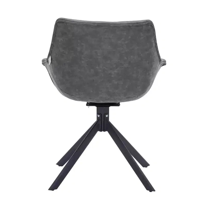 LeisureMod Markley Sedia da pranzo in pelle con braccioli girevoli a 360 gradi e gambe in ferro verniciato a polvere, set da 4
