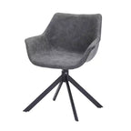 LeisureMod Markley Sedia da pranzo in pelle con braccioli girevoli a 360 gradi e gambe in ferro verniciato a polvere, set da 4