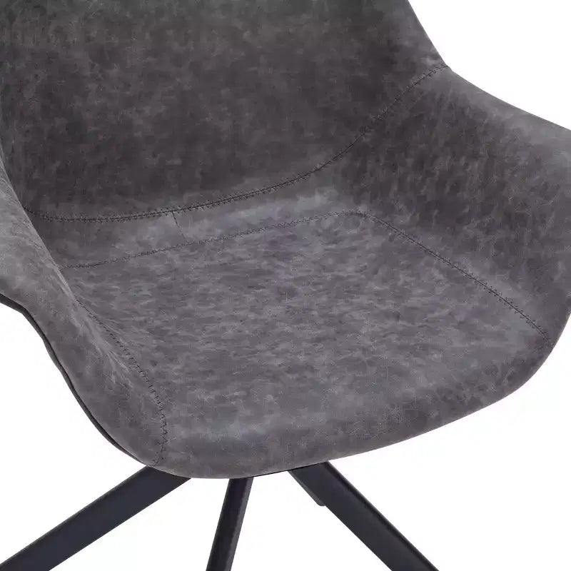 LeisureMod Markley Sedia da pranzo in pelle con braccioli girevoli a 360 gradi e gambe in ferro verniciato a polvere, set da 4