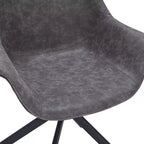 LeisureMod Markley Sedia da pranzo in pelle con braccioli girevoli a 360 gradi e gambe in ferro verniciato a polvere, set da 4