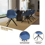 LeisureMod Markley Sedia da pranzo in pelle con braccioli girevoli a 360 gradi e gambe in ferro verniciato a polvere, set da 4