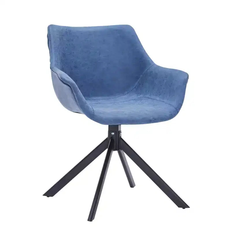 LeisureMod Markley Sedia da pranzo in pelle con braccioli girevoli a 360 gradi e gambe in ferro verniciato a polvere, set da 4