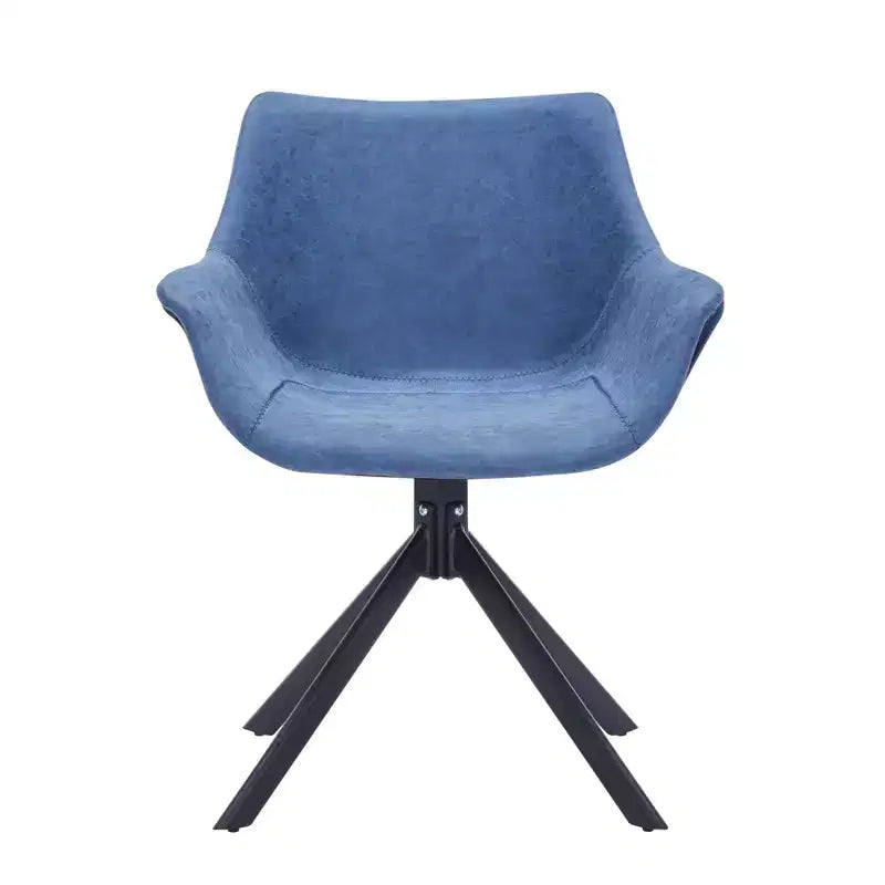 LeisureMod Markley Sedia da pranzo in pelle con braccioli girevoli a 360 gradi e gambe in ferro verniciato a polvere, set da 4