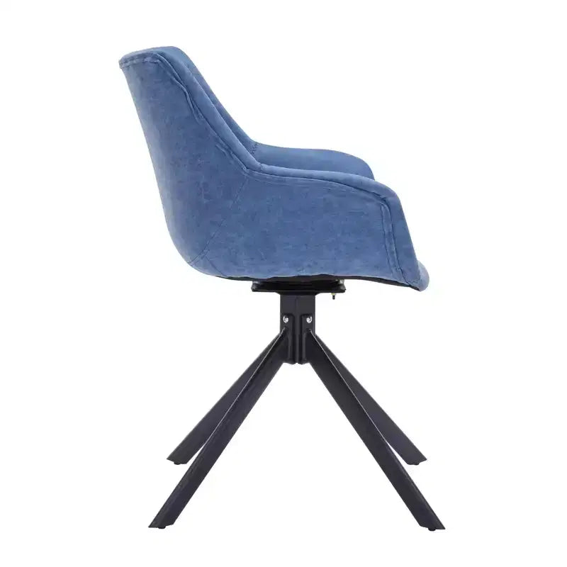 LeisureMod Markley Sedia da pranzo in pelle con braccioli girevoli a 360 gradi e gambe in ferro verniciato a polvere, set da 4