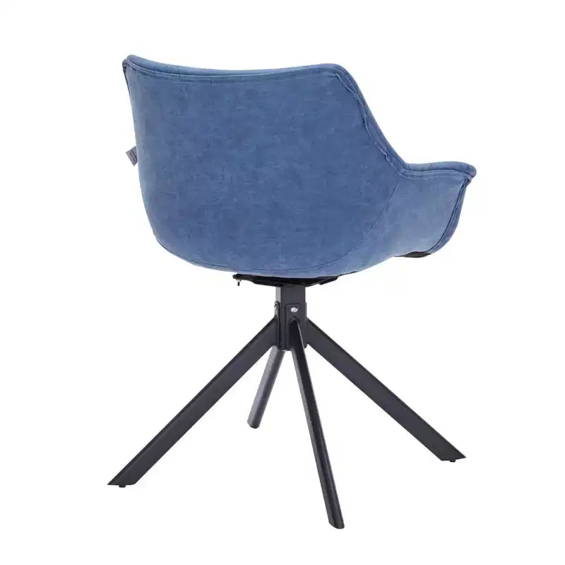 LeisureMod Markley Sedia da pranzo in pelle con braccioli girevoli a 360 gradi e gambe in ferro verniciato a polvere, set da 4