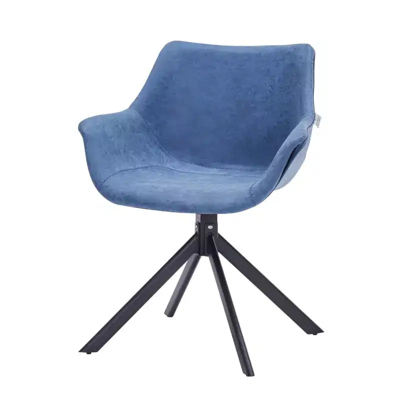 LeisureMod Markley Sedia da pranzo in pelle con braccioli girevoli a 360 gradi e gambe in ferro verniciato a polvere, set da 4