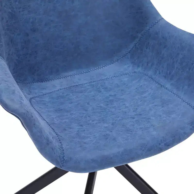 LeisureMod Markley Sedia da pranzo in pelle con braccioli girevoli a 360 gradi e gambe in ferro verniciato a polvere, set da 4