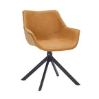 LeisureMod Markley Sedia da pranzo in pelle con braccioli girevoli a 360 gradi e gambe in ferro verniciato a polvere, set da 4