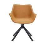 LeisureMod Markley Sedia da pranzo in pelle con braccioli girevoli a 360 gradi e gambe in ferro verniciato a polvere, set da 4