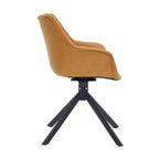 LeisureMod Markley Sedia da pranzo in pelle con braccioli girevoli a 360 gradi e gambe in ferro verniciato a polvere, set da 4