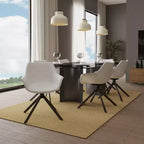 LeisureMod Markley Sedia da pranzo in pelle con braccioli girevoli a 360 gradi e gambe in ferro verniciato a polvere, set da 4