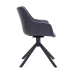 LeisureMod Markley Sedia da pranzo in pelle con braccioli girevoli a 360 gradi e gambe in ferro verniciato a polvere, set da 4