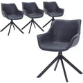 LeisureMod Markley Leather Dining Chair with 360-Degree Swivel Armchair and Powder-Coated Iron Legs Set of 4
