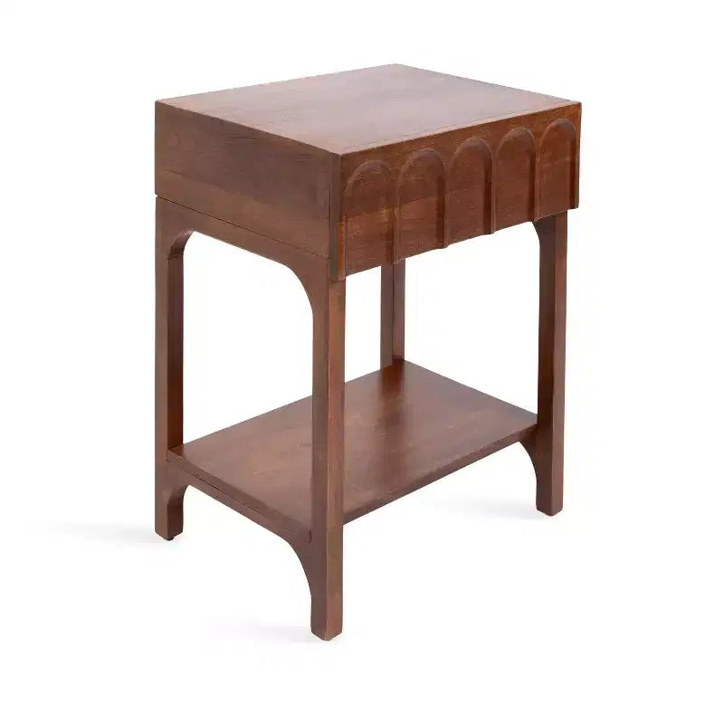 Kate and Laurel Archvale Wood Side Table, 14x18x24, Walnut Brown