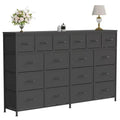 18-Drawer Long Dresser with Fabric Drawers & PU Handles - Sturdy Metal Frame Storage Cabinet for Bedroom, Living Room, Entryway