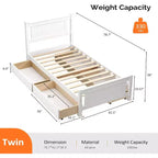 Struttura letto matrimoniale VINGLI con 4 cassetti contenitore, Bianco