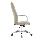 HomeStock Poltrona da ufficio con rotelle e seduta imbottita beige regolabile in altezza 83,8 cm