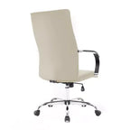 HomeStock Poltrona da ufficio con rotelle e seduta imbottita beige regolabile in altezza 83,8 cm