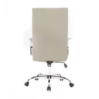 HomeStock Poltrona da ufficio con rotelle e seduta imbottita beige regolabile in altezza 83,8 cm
