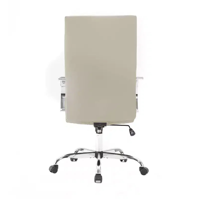 HomeStock Poltrona da ufficio con rotelle e seduta imbottita beige regolabile in altezza 83,8 cm