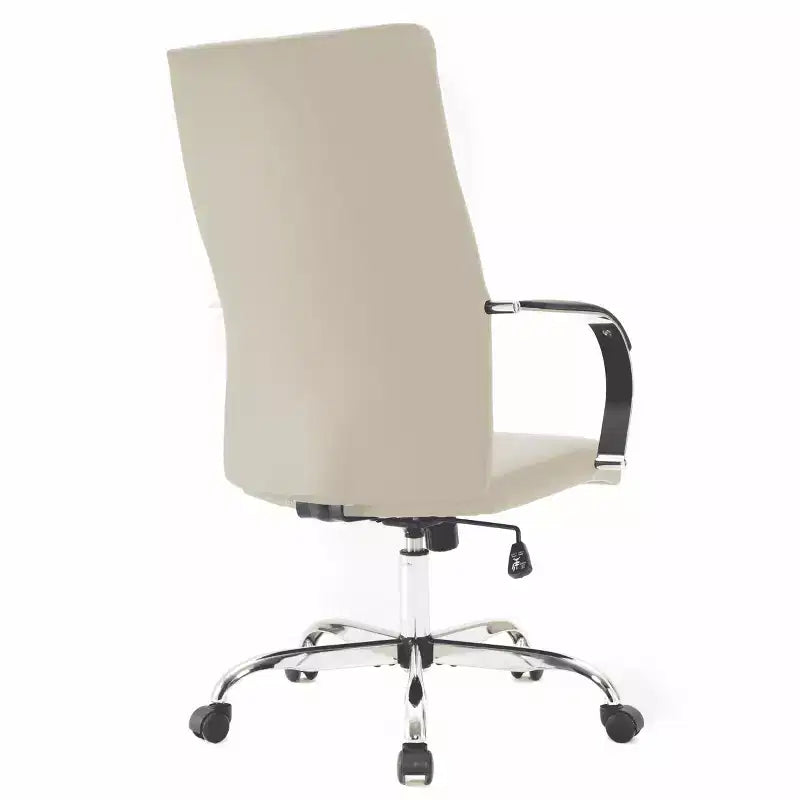 HomeStock Poltrona da ufficio con rotelle e seduta imbottita beige regolabile in altezza 83,8 cm