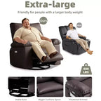 Poltrona reclinabile oversize COZONY, reclinabile manuale in pelle con supporto lombare e tasca laterale per soggiorno