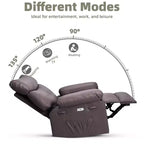 Poltrona reclinabile oversize COZONY, reclinabile manuale in pelle con supporto lombare e tasca laterale per soggiorno