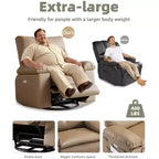 Poltrona reclinabile oversize COZONY, reclinabile manuale in pelle con supporto lombare e tasca laterale per soggiorno