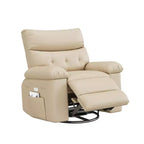 Poltrona reclinabile oversize COZONY, reclinabile manuale in pelle con supporto lombare e tasca laterale per soggiorno