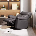 Poltrona reclinabile oversize COZONY, reclinabile manuale in pelle con supporto lombare e tasca laterale per soggiorno