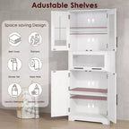 Mobiletto alto da bagno con ante e ripiani regolabili, 5 scomparti, adatto per soggiorno, cucina o sala da pranzo.