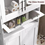 Mobiletto alto da bagno con ante e ripiani regolabili, 5 scomparti, adatto per soggiorno, cucina o sala da pranzo.